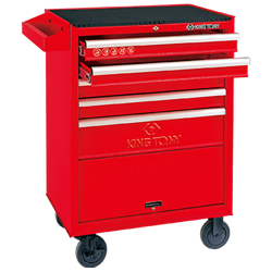 WÓZEK  WARSZTATOWY  5  SZUFLAD + PÓŁKA  DOLNA  (BEZ  NARZĘDZI) - CZERWONY, PROWADNICE  ŁOŻYSKOWANE