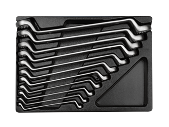 ZESTAW KLUCZY  OCZKOWYCH  ODGIĘTYCH  75O  11cz.  6 - 32mm,  WKŁAD DO WÓZKA