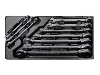 ZESTAW KLUCZY PŁASKO-OCZKOWYCH Z GRZECHOTKĄ 8 - 24mm, WKŁAD DO WÓZKA,10 CZ.