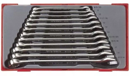 12-elementowy Klucze płasko-oczkowe w zestawie Teng Tools TT1236
