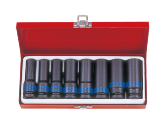 ZESTAW NASADEK UDAROWYCH 1/2'' 8cz. DŁUGIE 6-kąt. 12 - 24mm, KASETA