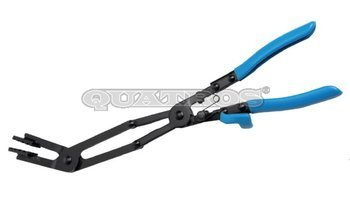 Szczypce wygięte do opasek wydłużone z podwójnym przegubem QS24114