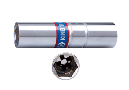 NASADKA  DO  ŚWIEC 3/8"  18mm x 63mm  6-kąt. CHROM, WKŁADKA Z METALOWYM KLIPSEM