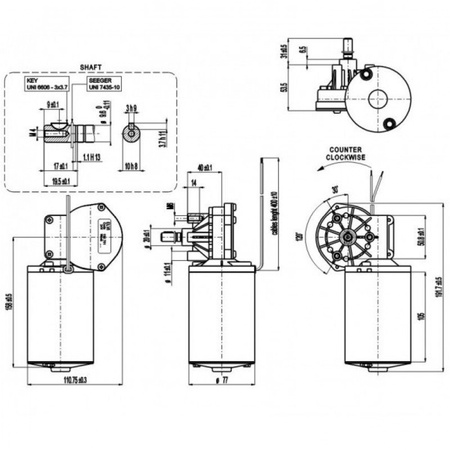 Silnik 24V 65W ELVI 100701 lewy