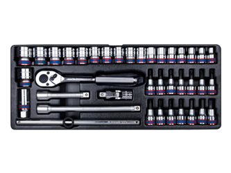 KPL. NASADEK 1/2'' 38cz. KRÓTKIE 6-kąt. 10 - 32mm, HEX 4 - 12, KPL. WKRĘTAKÓW, TORX T25 - T40 Z AKCESORIAMI, WKŁAD DO SKRZYNI
