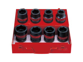 ZESTAW NASADEK UDAROWYCH  1'' 8cz. KRÓTKIE 6-kąt. CALOWE 15/16'' - 1.5/8'', KASETA