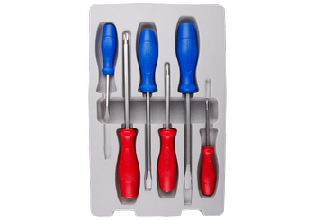 ZESTAW WKRĘTAKÓW  ŚLUSARSKICH  6 cz. KRZYŻAK  No.1 x 75,  No.2 x 100,  No.3 x 150, PŁASKIE 5.5, 6.5, 8.0