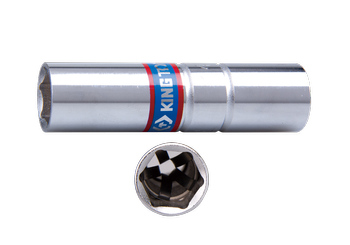 NASADKA DO ŚWIEC 1/2" 14mm x 70mm 6-kąt. CHROM, WKŁADKA Z METALOWYM KLIPSEM