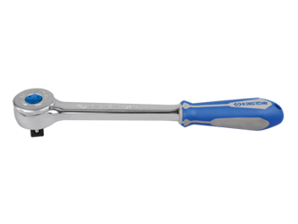 GRZECHOTKA 1/2" Z PRZYCISKIEM 72 ZĘBY 250mm, CHROM, UCHWYT GUMOWY