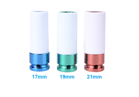 NASADKA DŁUGA UDAROWA CIENKOŚCIENNA Z TULEJĄ ZABEZPIECZAJĄCĄ 1/2''   17mm x 80mm, 6-kąt, DO  ALUFELG