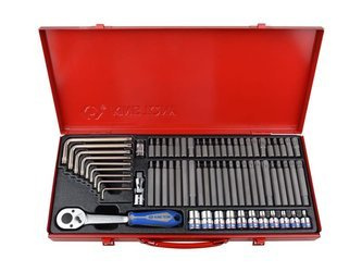 ZESTAW BITÓW 10mm 69cz. + NASADKI 3/8'' 4 - 18mm Z AKCESORIAMI, KASETA