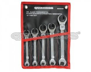 Kpl. kluczy przegub. pł.-oczk. otwartych z grzech. 10-17mm 5szt. QS50200