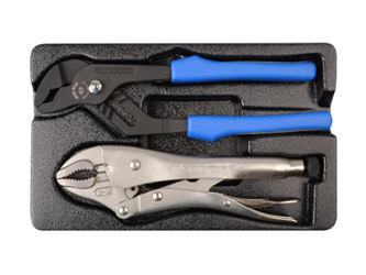 SZCZYPCE  ''MORS''  OKRĄGŁE  SZCZĘKI  254mm, CHROM  +  SZCZYPCE  NASTAWNE  7-POZ. UCHWYT  PP+PPR  253mm, WKŁAD DO WÓZKA