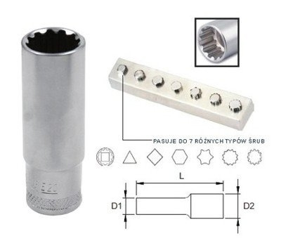 Klucz nasadowy długi 1/2" 13mm SUPER TECH S68HD4113