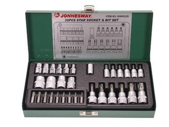 Kpl. kluczy wpustowych TORX  i nasadowych E 32szt.S06H232S