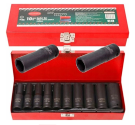 ZESTAW NASADEK UDAROWYCH DŁUGICH 1/2` 10-24 W METALOWEJ KASECIE