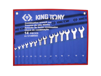 ZESTAW KLUCZY PŁASKO-OCZKOWYCH  14cz. 6 - 19mm,  ETUI Z MATERIAŁU