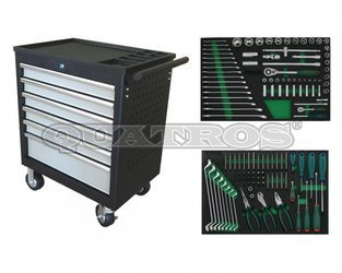 Wózek QS17061 z zestawem 124szt. narzędzi we wkładkach EVA