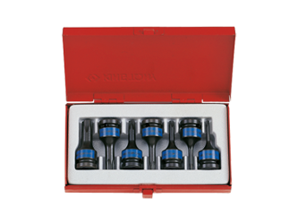 ZESTAW NASADEK  UDAROWYCH  Z  KOŃCÓWKĄ  TORX  1/2''   7cz.  KRÓTKIE  T25 - T60,  KASETA