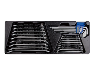 KPL. 26cz.-KLUCZE PŁASKO-OCZKOWE 6-22mm, IMBUSY 1120 HEX Z KULKĄ 1,5-10mm, WKŁAD DO SKRZYNKI