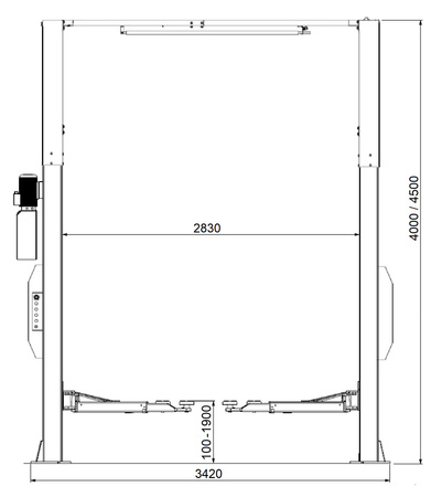 Podnośnik dwukolumnowy z łączeniem górnym 4 m APS TC0003-4.0M