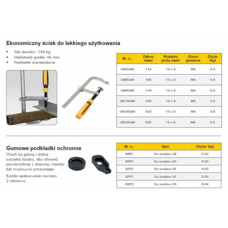 Ścisk przesuwny Economy 165x65 mm