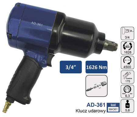 Klucz udarowy 1626Nm 3/4" AD-361