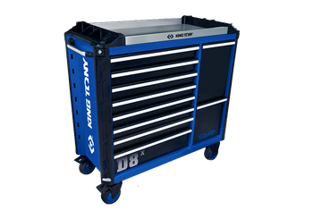 WÓZEK WARSZTATOWY SQUAD - 10 SZUFLAD, NIEBIESKI Z CZARNYMI SZUFLADAMI