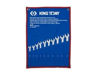 ZESTAW KLUCZY PŁASKO-OCZKOWYCH EKSTRA DŁUGICH 10cz. 10 - 19mm, ETUI Z MATERIAŁU