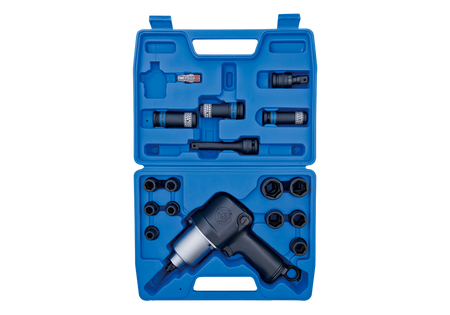 ZESTAW- KLUCZ UDAROWY PNEUMATYCZNY 1/2" 678Nm + NASADKI UDAROWE 1/2'' 9 -27mm Z AKCESORIAMI, WALIZKA,20 CZ.