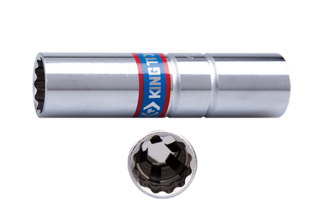 NASADKA  DO  ŚWIEC 3/8"  16mm x 70mm  12-kąt. CHROM, WKŁADKA Z METALOWYM KLIPSEM