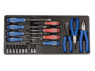 KPL. 20 CZ. WKRĘTAKI + NASADKI 3/8" HEX H3 - H12, TORX T30, T40 + SZCZYPCE, WKŁAD DO SKRZYNKI