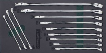 Kpl. 12szt. kluczy płasko-oczkowych 6kt. długich we wkładce EVA W264112KV