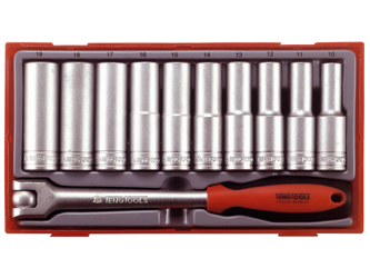 11-elementowy zestaw kluczy nasadowych z chwytem kwadratowym 1/2"