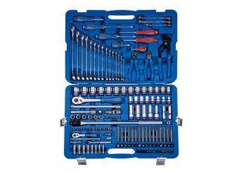 ZESTAW NASADEK 1/4''+1/2'' 153cz. 4 -32mm 6-kąt. Z AKCESORIAMI, CHROM W WALIZCE PLAST.