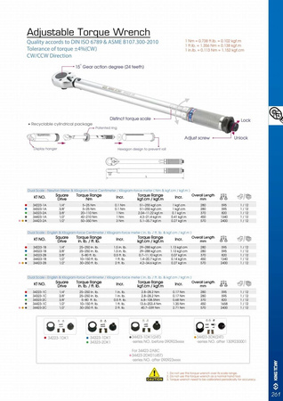 KLUCZ DYNAMOMETRYCZNY 1/2'' 70 - 340 Nm