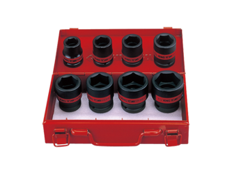 ZESTAW NASADEK UDAROWYCH 3/4'' 8cz. KRÓTKIE/LEKKIE 6-kąt. CALOWE 3/4' - 1.1/2'', KASETA