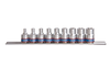 ZESTAW NASADEK  GWIAZDKOWYCH  3/8"  9cz.  KRÓTKIE  E4 - E16,  CHROM,  SZYNA, BLISTER