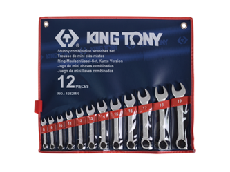 ZESTAW KLUCZY PŁASKO-OCZKOWYCH KRÓTKICH  12cz.  8 - 19mm,  ETUI