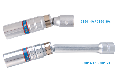 PRZEGUBOWA NASADKA DO ŚWIEC 3/8"  16mm x 162mm  12-kąt. CHROM, WKŁADKA Z METALOWYM KLIPSEM