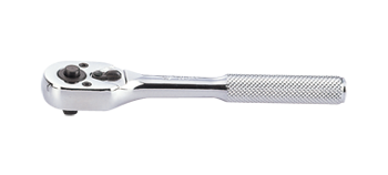 GRZECHOTKA Z PRZYCISKIEM 1/4'' 24 ZĘBY 140mm CHROM, UCHWYT MOLETOWANY