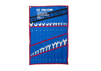 ZESTAW KLUCZY PŁASKO-OCZKOWYCH  24cz.  7 - 22mm ORAZ 1/4" - 15/16",  ETUI Z MATERIAŁU