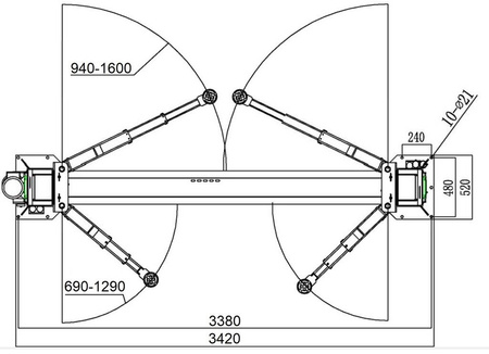 Podnośnik dwukolumnowy automatyczny z systemem APS 4000kg TC0004