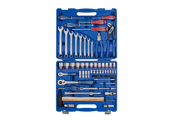 ZESTAW NASADEK 1/4''+ 1/2'' 77cz. 4 -32mm 12-kąt. Z AKCESORIAMI, CHROM+NARZĘDZIA UNIWERSALNE W WALIZCE PLAST.