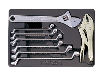 KPL. KLUCZY OCZKOWYCH ODGIĘTYCH 75 8cz. 8 - 19mm, KLUCZ NASTAWNY, SZCZYPCE MORS, WKŁAD DO WÓZKA