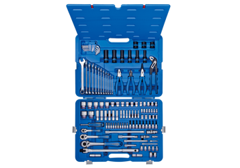 ZESTAW NASADEK 1/4"+3/8"+1/2" 119cz. 4 -32mm 6-kąt. Z AKCESORIAMI, CHROM+NARZĘDZIA UNIWERSALNE W WALIZCE PLAST.