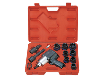 ZESTAW- KLUCZ UDAROWY PNEUMATYCZNY 3/4'' 1085Nm + NASADKI UDAROWE 3/4'' 26-38mm Z AKCESORIAMI, WALIZKA, 14 CZ.