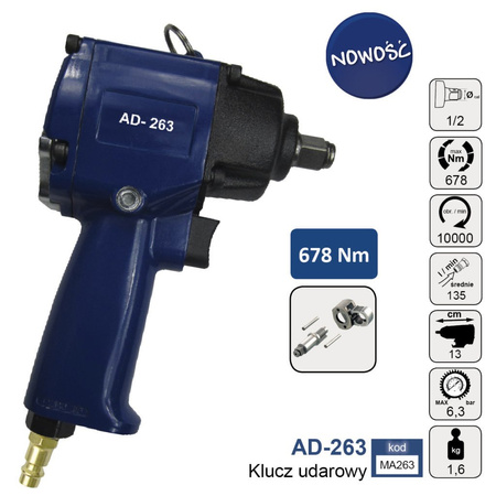 Klucz udarowy 678Nm 1/2" AD-263