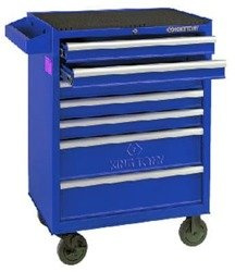 WÓZEK  WARSZTATOWY  7  SZUFLAD  (BEZ  NARZĘDZI) - NIEBIESKI, PROWADNICE  ŁOŻYSKOWANE