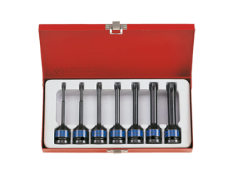 ZESTAW NASADEK  UDAROWYCH  Z  KOŃCÓWKĄ  TORX  1/2''   7cz.  DŁUGIE  T25 - T60,  KASETA